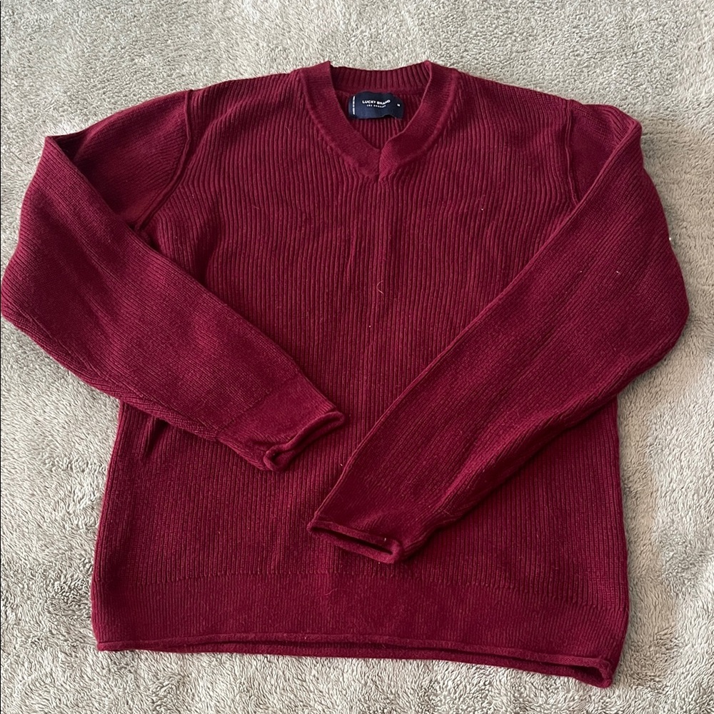 Lucky Brand Men's V-Neck Sweater in Burgundy